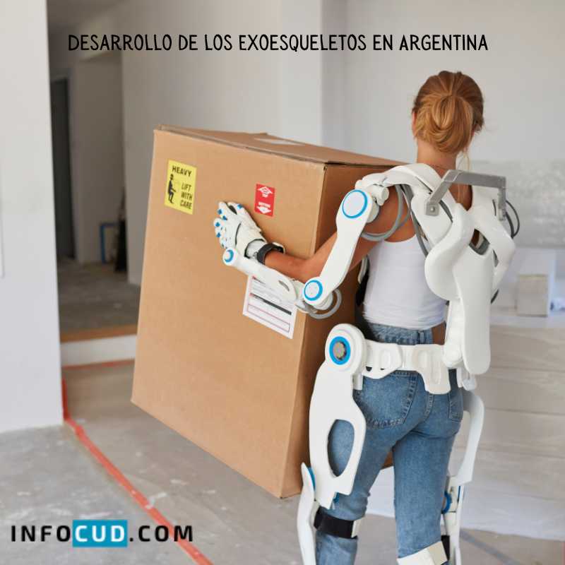 Persona con discapacidad con exoesqueleto para rehabilitación.