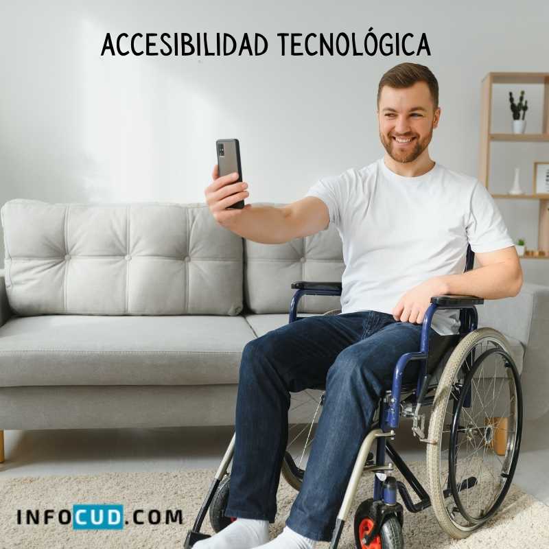 hombre en silla de ruedas utilizando un teléfono celular